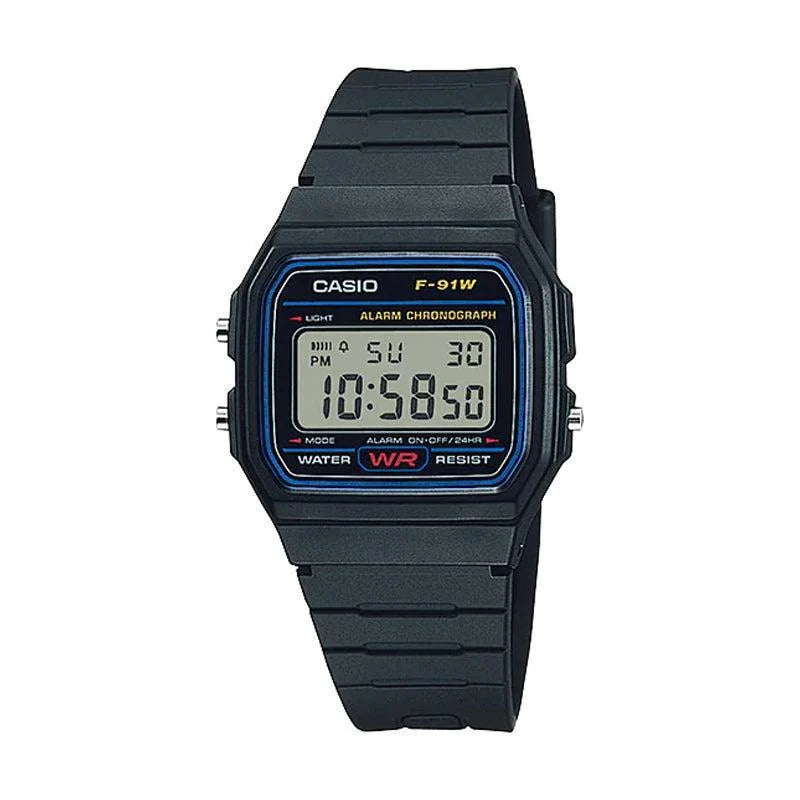 Reloj De Pulsera Casio Original Retro F-91W-1D Negro